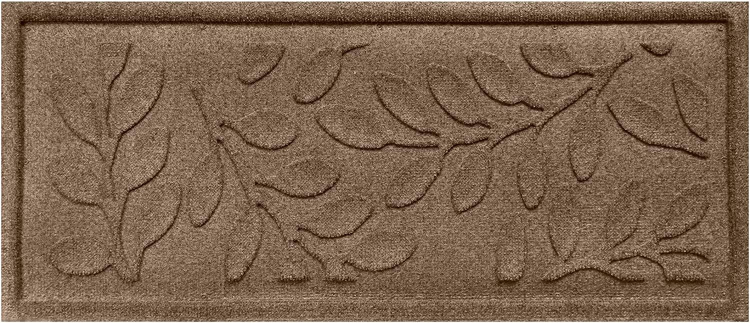 Bungalow Flooring Waterhog Indoor/Outdoor Boot Tray, 15 by 36 inches, Made in USA, Skid Resistant, Easy to Clean, Catches Water and Debris, Brittney Leaf Pattern, Camel
