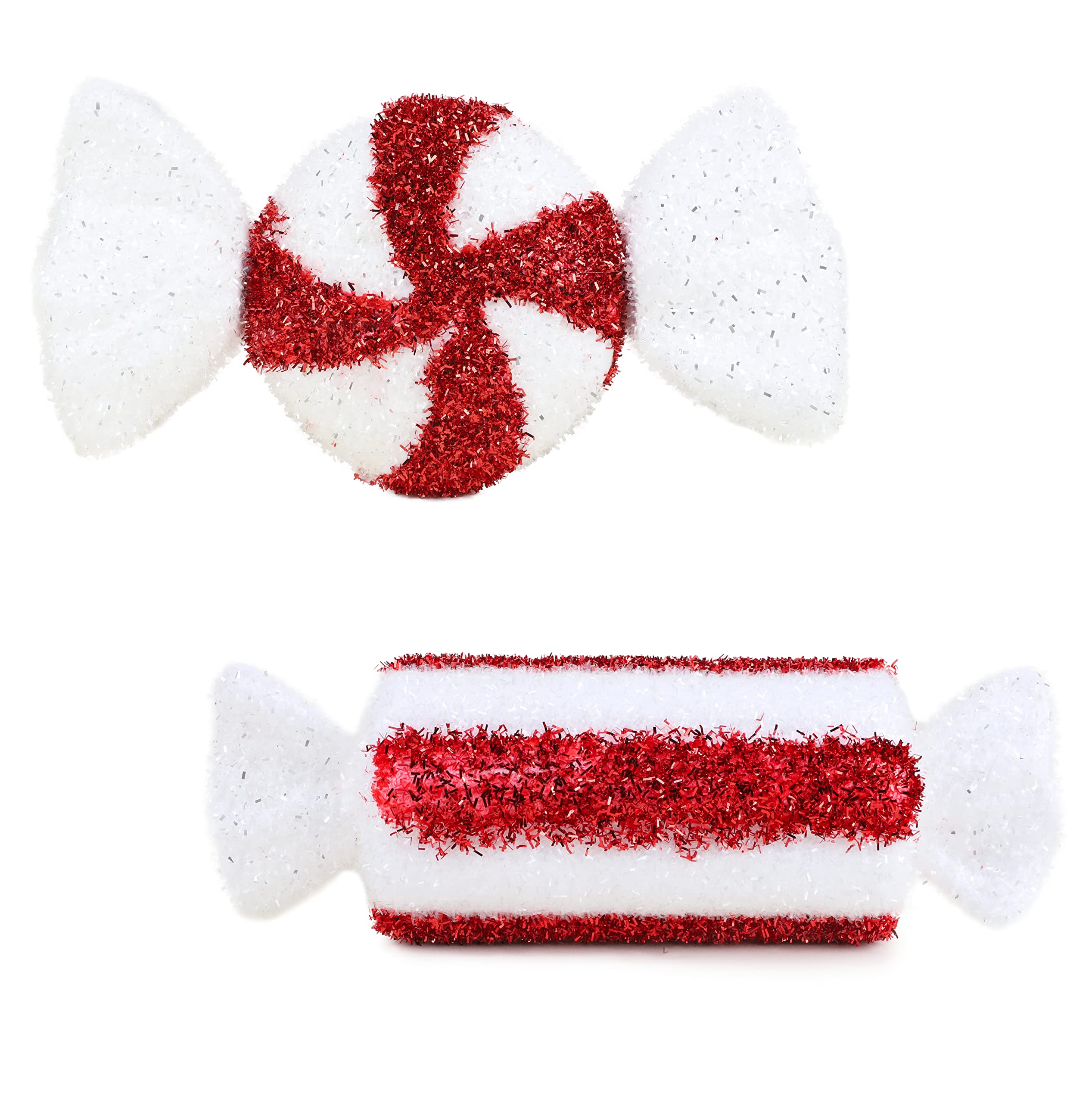 Toyland Red/White Toyland® Pack Of 2-28Cm & Giant Sparkly Sweets Christmas Tree Hanging Decorations
