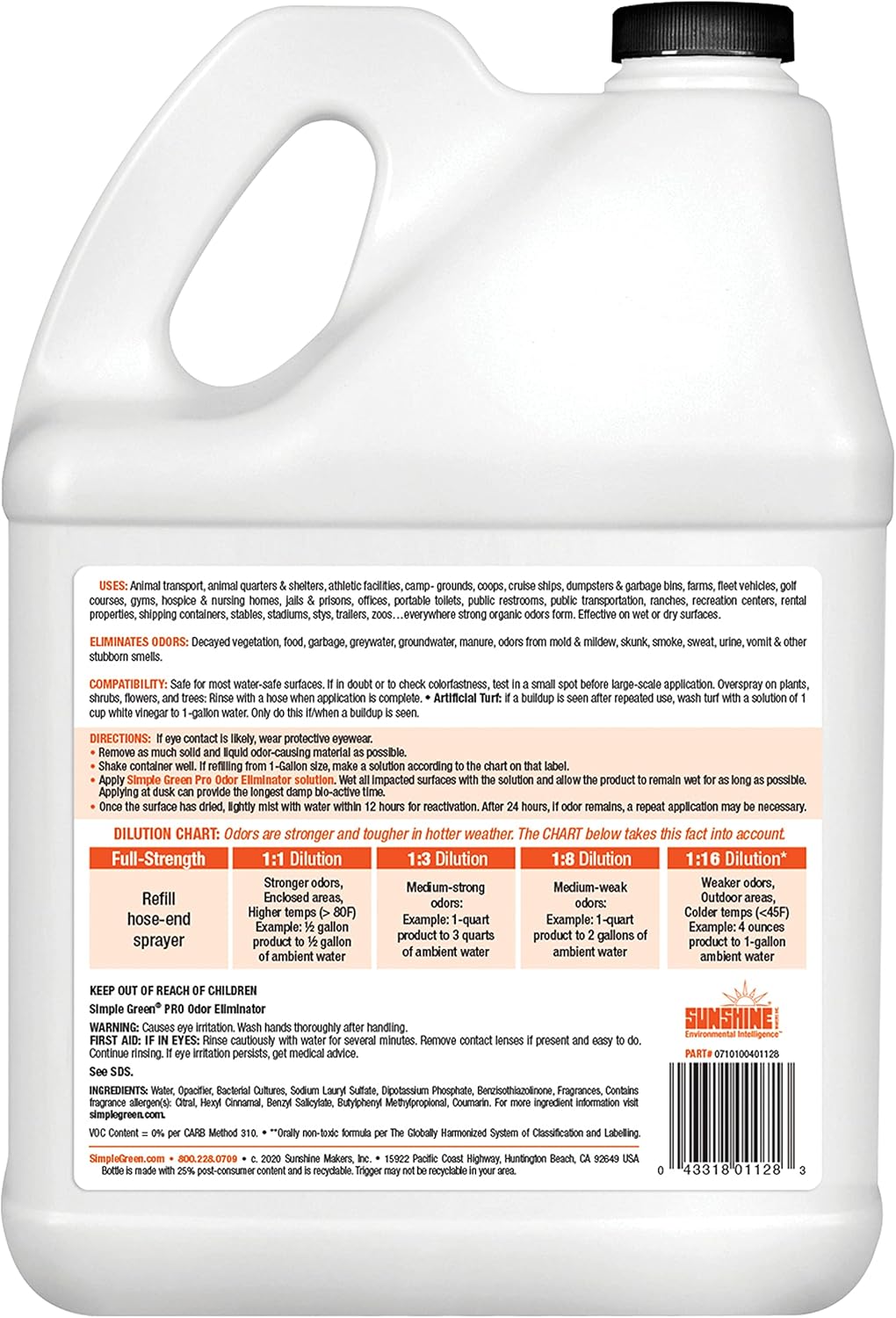 Buy Simple Green Pro Outdoor Odor Eliminator 1 Gal Refill Professional