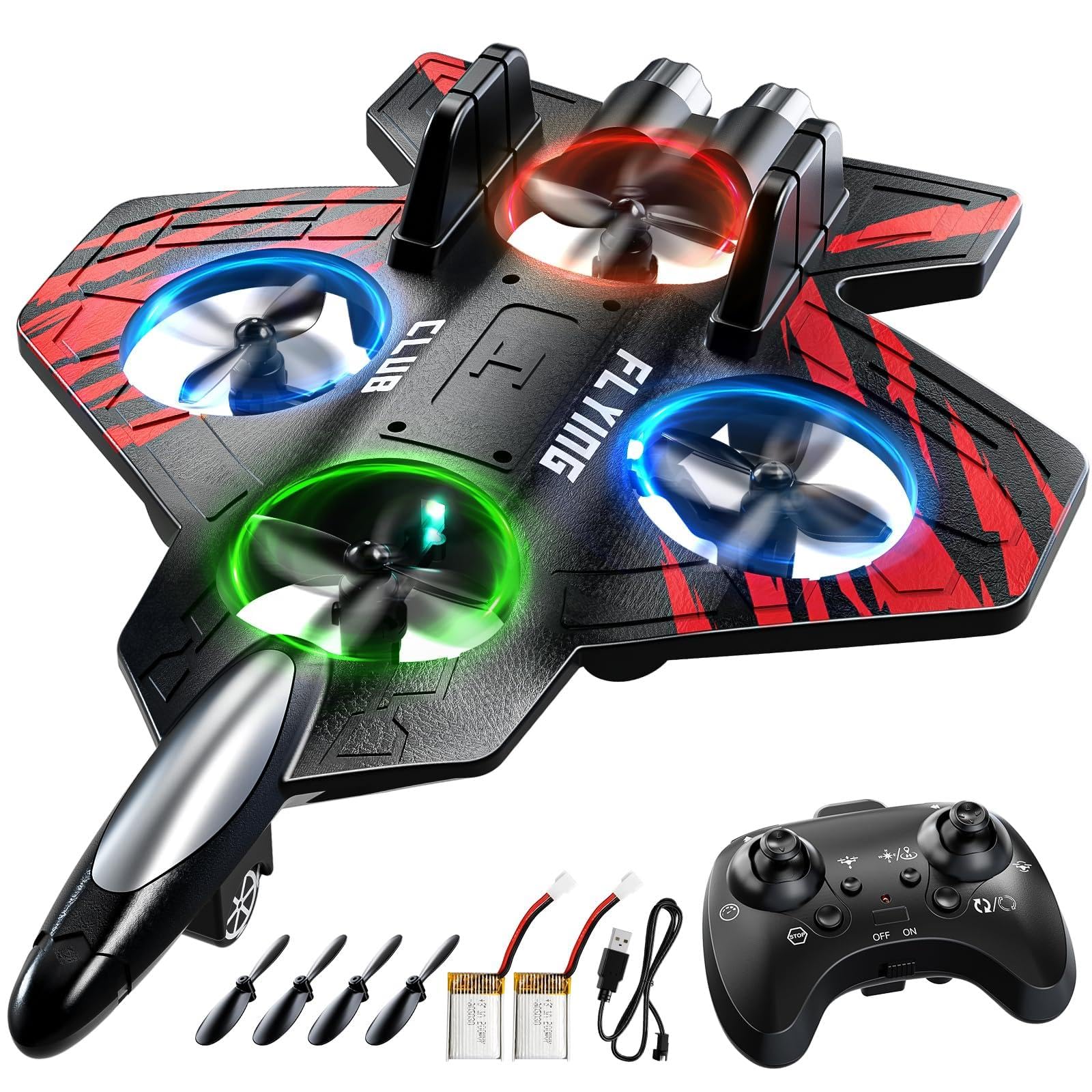 JUKUDAHU Foam Remote Control Airplane for Kids 8-12, 2.4 GHz RC Plane with Colorful Lights, 360° Flips & Stunt Roll, RC Airplane Toy for Boys and Girls Ages 8-16, Gift for Kids and Adults