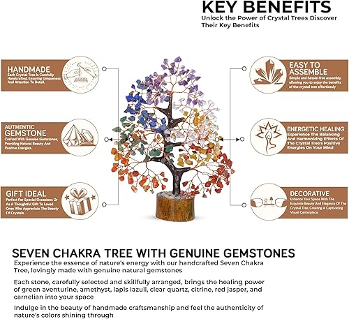 Miniatura 5 de JAGASY Árbol de los siete chakras, piedra de chakra, árbol de cristal, árbol artificial, cristales y piedras curativas, árbol de la vida de chakras,