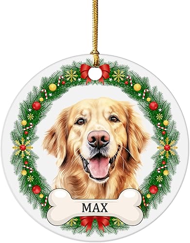 Adornos de Navidad personalizados con foto de perro, nombre personalizado de mascota y foto, adorno de árbol de Navidad, regalo de primera Navidad,