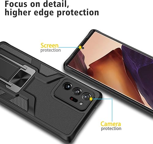 Miniatura 3 de Funda Samsung Galaxy Note 20 Ultra con protección de pantalla de TPU flexible autorreparable 2 unidades, grado militar con función atril para