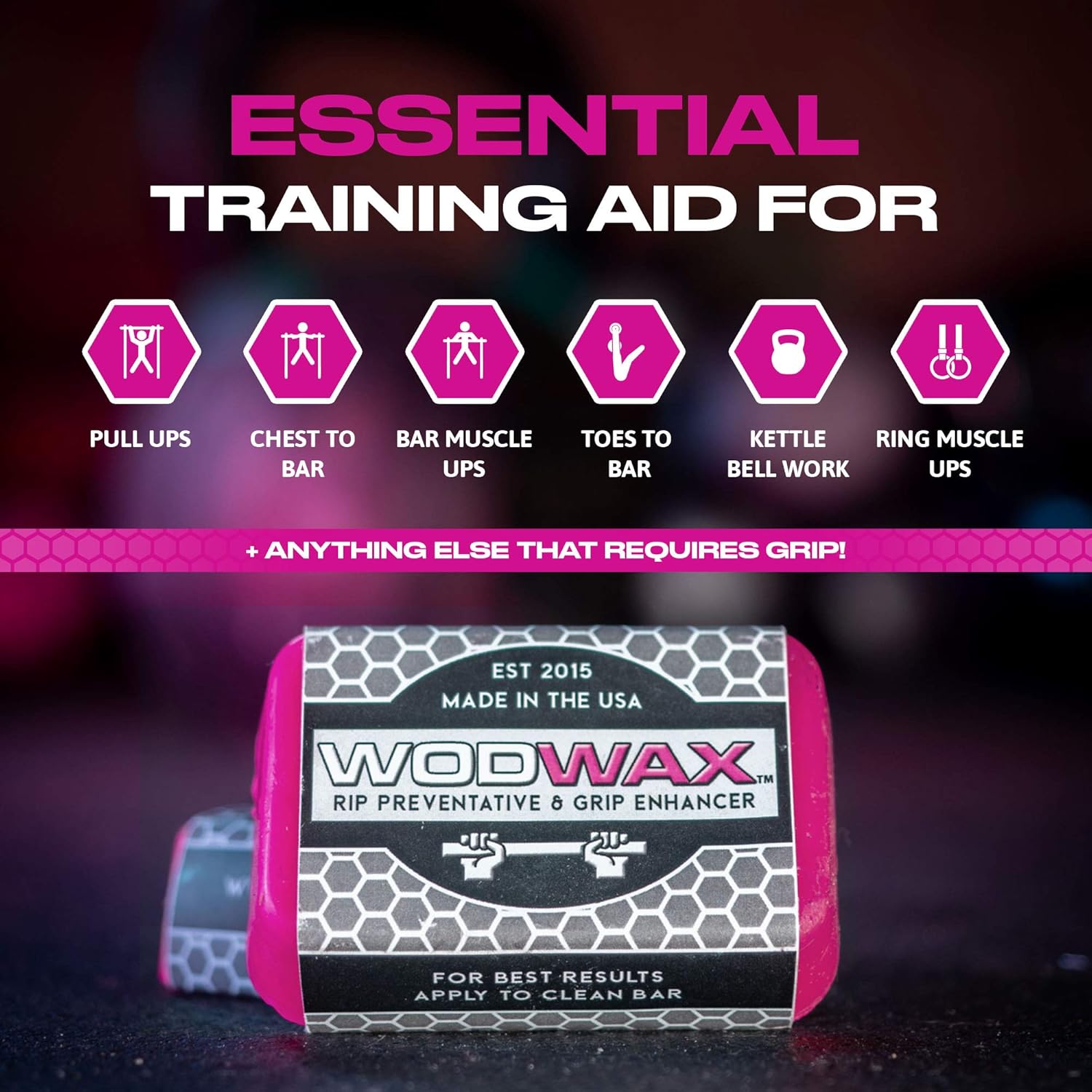 2 Pack 60g Bar - The Original Pull Up Bar Wax for Better Grip