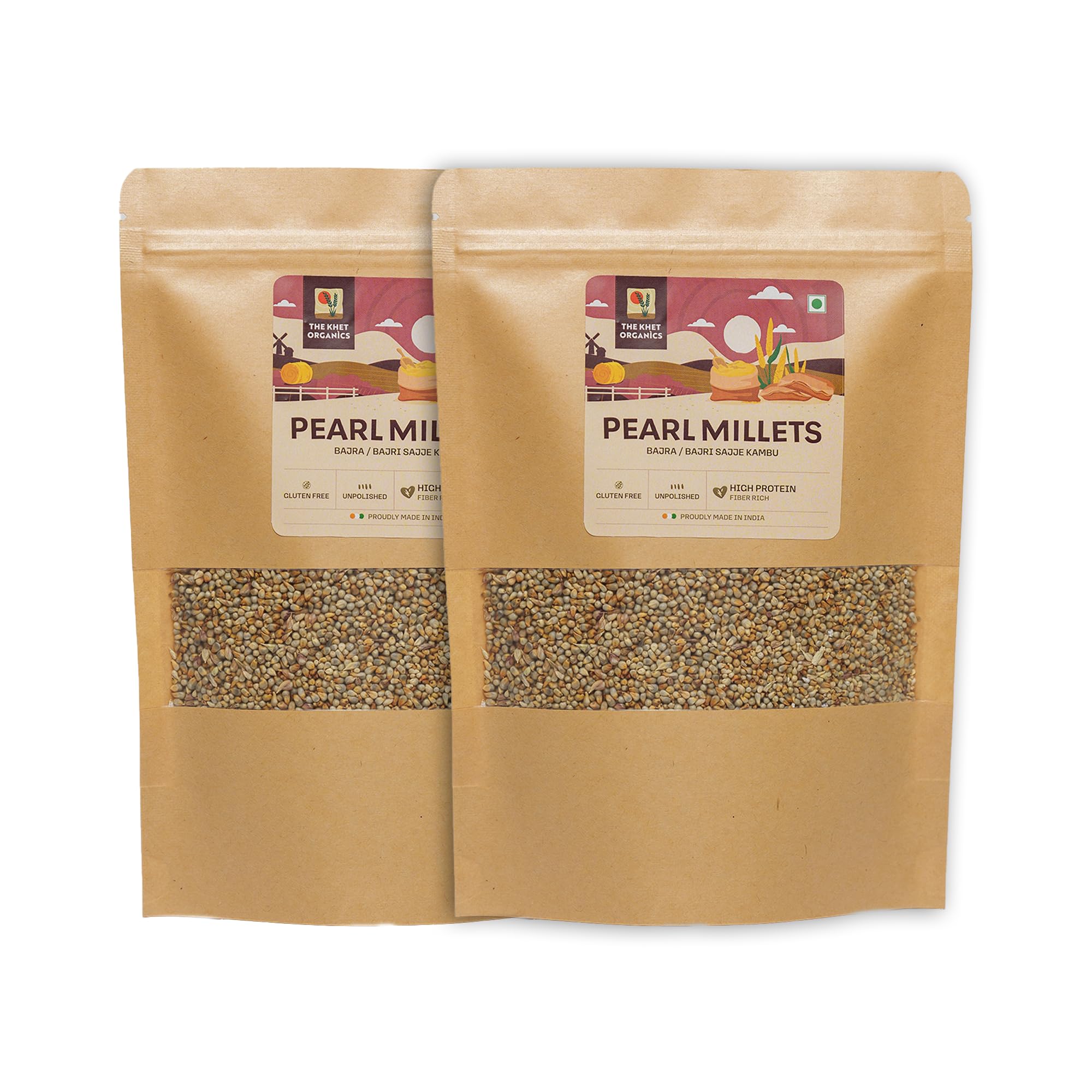 The Khet Organics Pearl Millet/Bajra Grain, 500 gm × Pack of 2 | Unpolished, Organic Pearl Millet Grain | Desi Bajra | Gluten Free, High Plant Protein & Fibre Rich Wholegrain (B0D83F34QK) Amazon Price History, Amazon Price Tracker