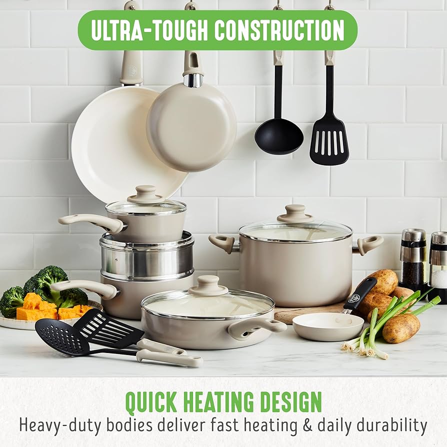 Amazon.co.jp: GreenLife ノンスティック調理器具16点セット ソフト