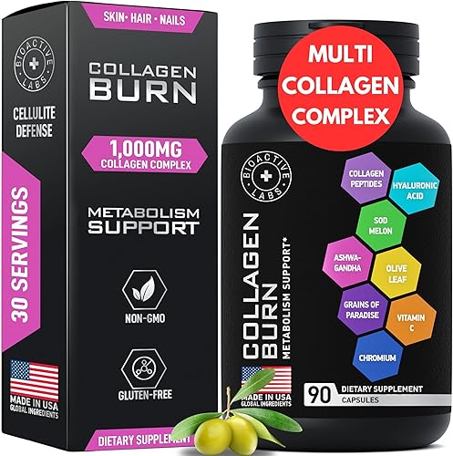 Miniatura 9 de Cápsulas termogénicas para quemaduras de colágeno múltiple, péptidos de colágeno hidrolizados más ácido hialurónico, complejo avanzado de colágeno