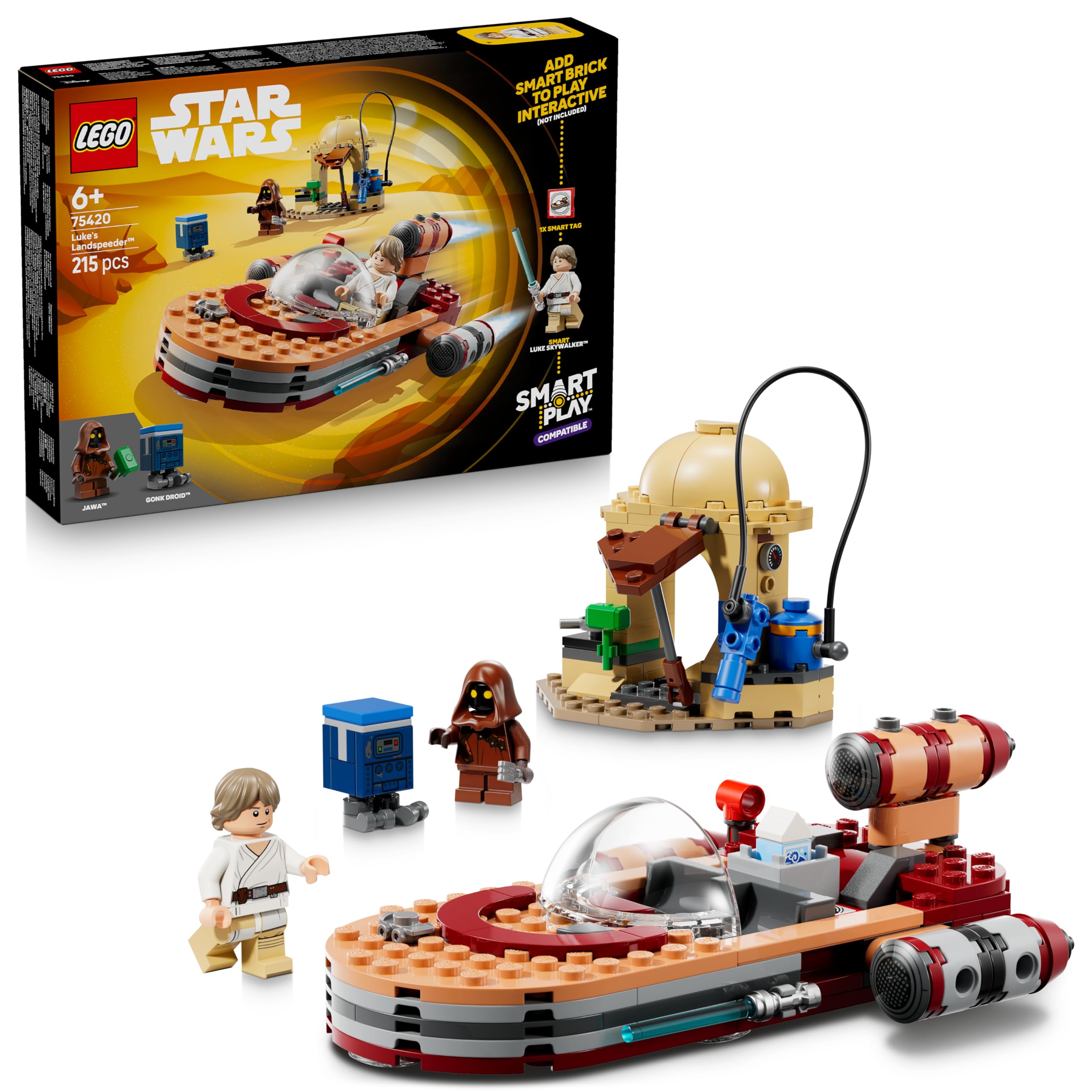LEGO LEGO Star Wars 75420 SMART Play: Luke's Landspeeder - Compatible Interactive Toy Set incl. SMART Tag and Luke Skywalker Minifigu
