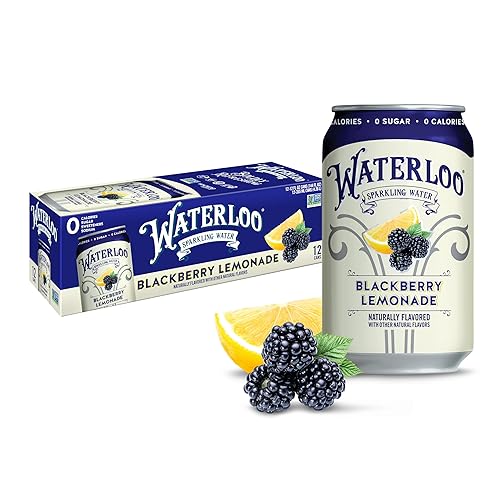 Waterloo Sparkling Water, Blackberry Lemonade - Latas de 12 onzas líquidas con sabor natural, paquete de 12 unidades, cero calorías, cero azúcar o