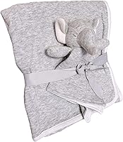 Vista 1 de SONA G DESIGNS Juego de regalo de elefante gris de felpa de algodón con manta para recién nacido