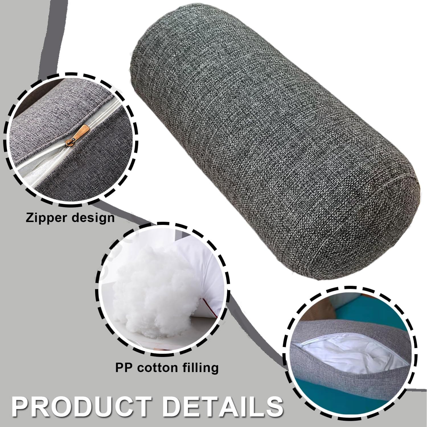 Poduszka pod kark i poduszka na szyję długa poduszka podłokietnik poduszki na sofę poduszka do spania boczna ergonomiczna poduszka pod szyję khaki 20 x 100 cm