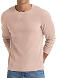 Mens Waffle Crewneck Shirts Slim Fit Long Sleeve Casual T-Shirt