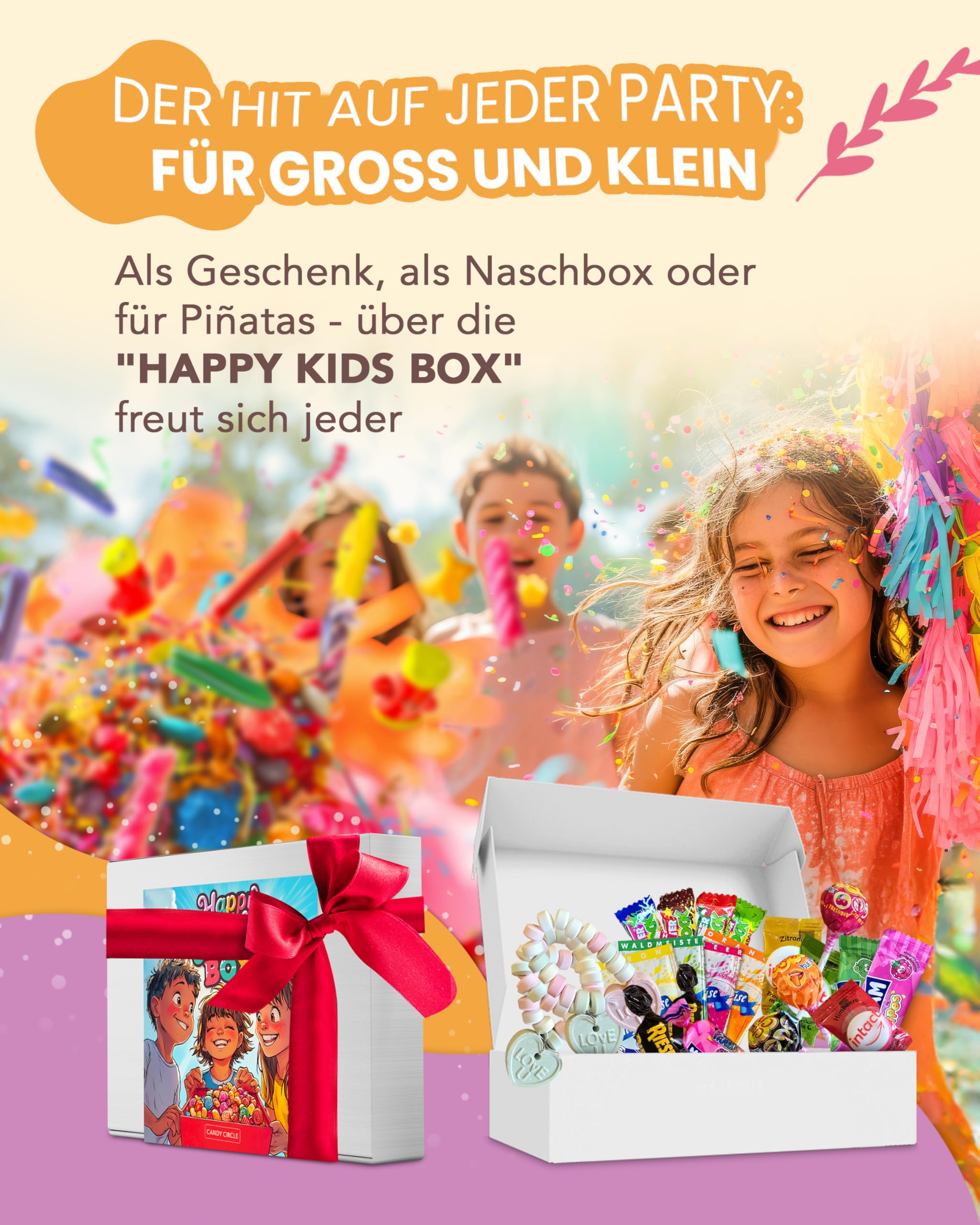 Süßigkeiten Box von Candy Circle - Süßigkeiten für Adventskalender, Kinder Mix - XXL Süssigkeiten Box - Süssigkeiten Grosspackung für Kindergeburtstag, Pinata Füllung oder Wurfmaterial