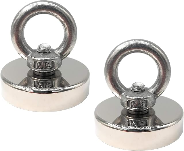 Magnetpro 177 LB (80KG) Pulling Force Fishing Magnets, 48 mm Diameter Super Powerful Big Round Neodymium Magnet, for Magnet Fishing and Salvage in River (Pack of 2)