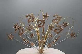 Cake Topper Champagne Stars Hearts on Wires Birthday Cake Spray Explosion Cake Decoration Personalised 16th 18th 21st 30th 40th 50th 60th 70th 80th 003