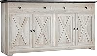 IRONCK Buffet Sideboard Cabinet with Drawers & Doors, Charcoal Grey Beige Maple - Ample Storage for Kitchen & Living Room