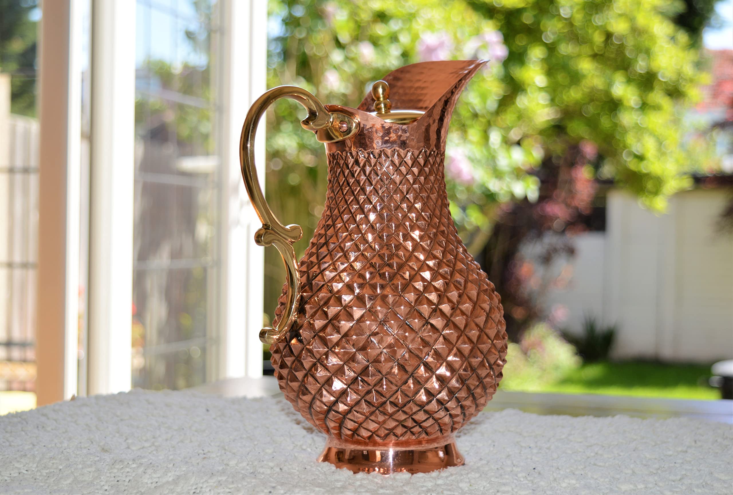 Carafe à Eau En Cuivre Pur Avec 2 Gobelets En Cuivre (martelé