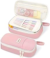 Vista 1 de SUNEE Cute Pencil Case, Aesthetic Pen Pouch, Colored Large Pencil Bag with Zipper, Kawaii Stationery Storage and Organizer, Pink School Supplies for