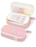SUNEE Cute Pencil Case, Aesthetic Pen Pouch, Colored Large Pencil Bag with Zipper, Kawaii Stationery Storage and Organizer, Pink School Supplies for Teen and Adult Girls