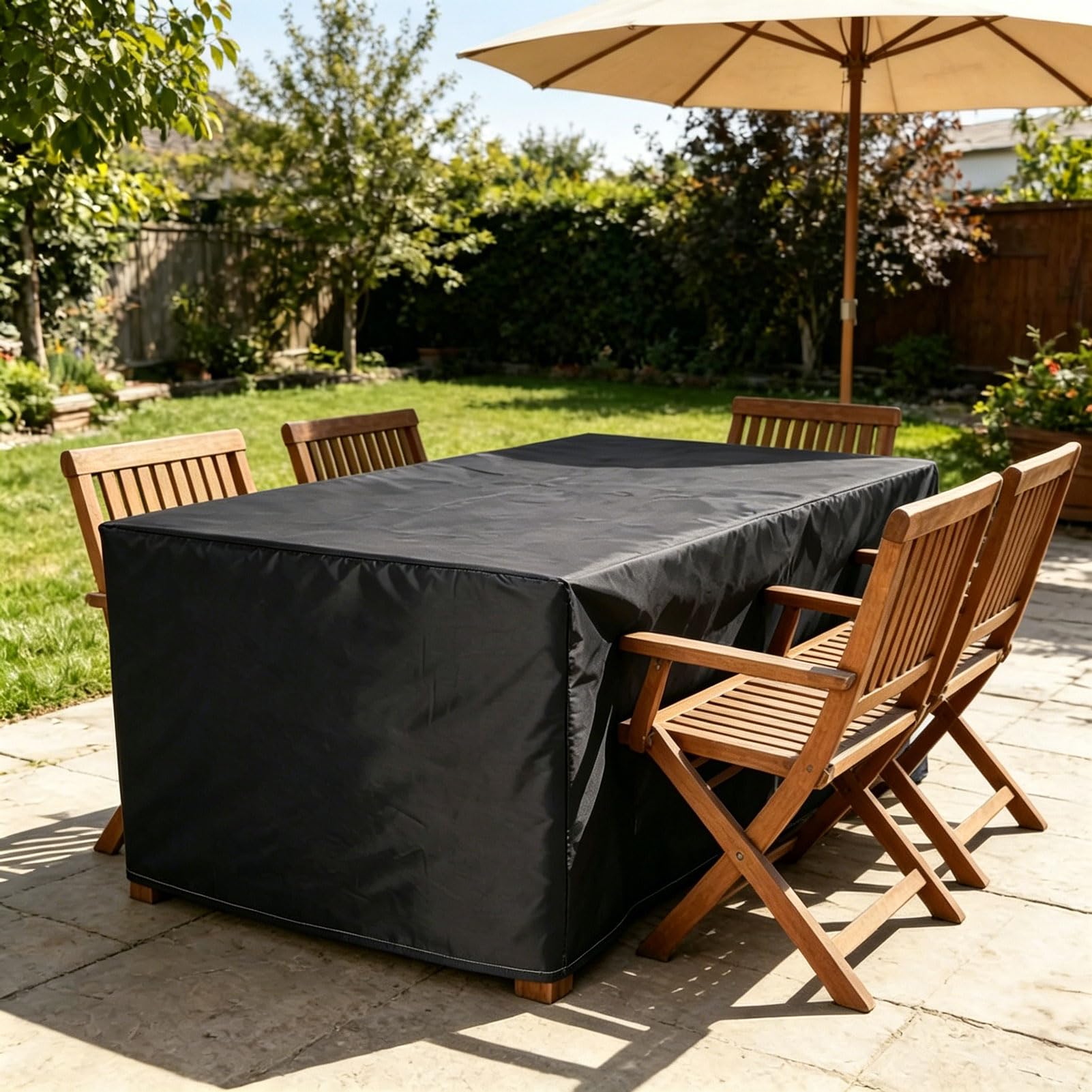 Copertura rettangolare per mobili da giardino, impermeabile, per divani da terrazza, tessuto Oxford resistente, antistrappo, con custodia (diametro 200 x 160 x 70 cm)