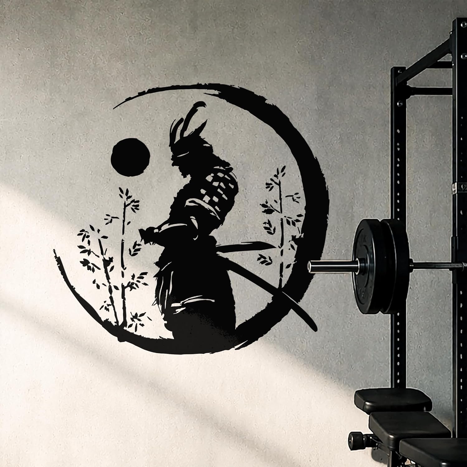Vinyl Wall Decal Ronin Japanese Warrior Samurai Art Moon Stickers Mural Large Decor (g4308) Black 28.5 in Tall by 29.13 in Wide image 2