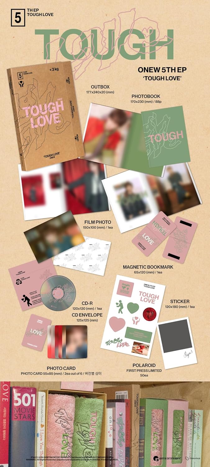 (Full Set : BOOK+NOTE+POCKET+2TOWEL) SHINee ONEW TOUGH LOVE 5th EP Album with Tracking