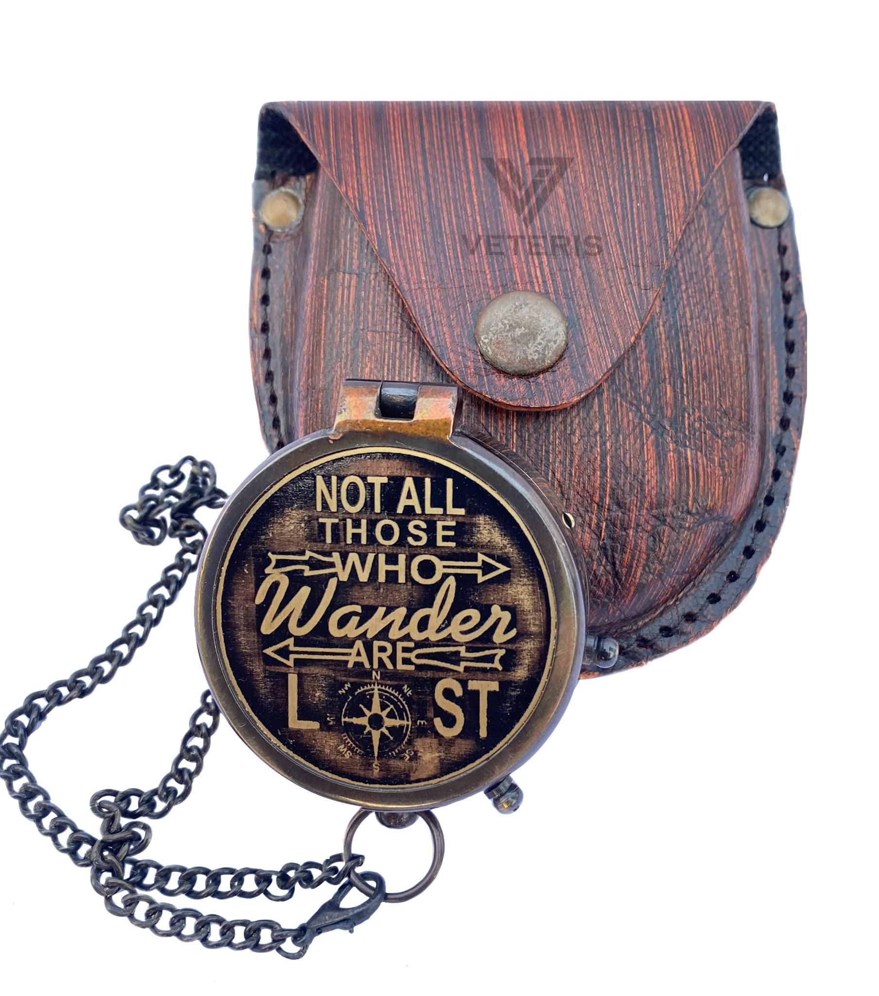 VETERIS Brass Compass 2" | Engraved Faith Belief Quote Compasses Encouraging Inspirational Uplifting Motivational Gifts Men Women Boys Girls-image-16