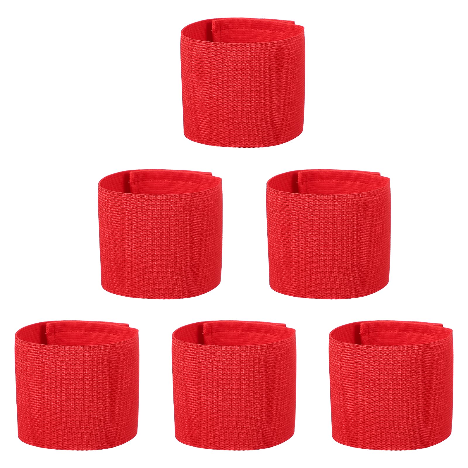 YELARXI Captain Armbands, Adjustable Leader Arm Bands for Soccer Elastic Team Sport Arm Band 6Pcs & Red-Fitting for Youth Adult Football/Volleyball/Rugby