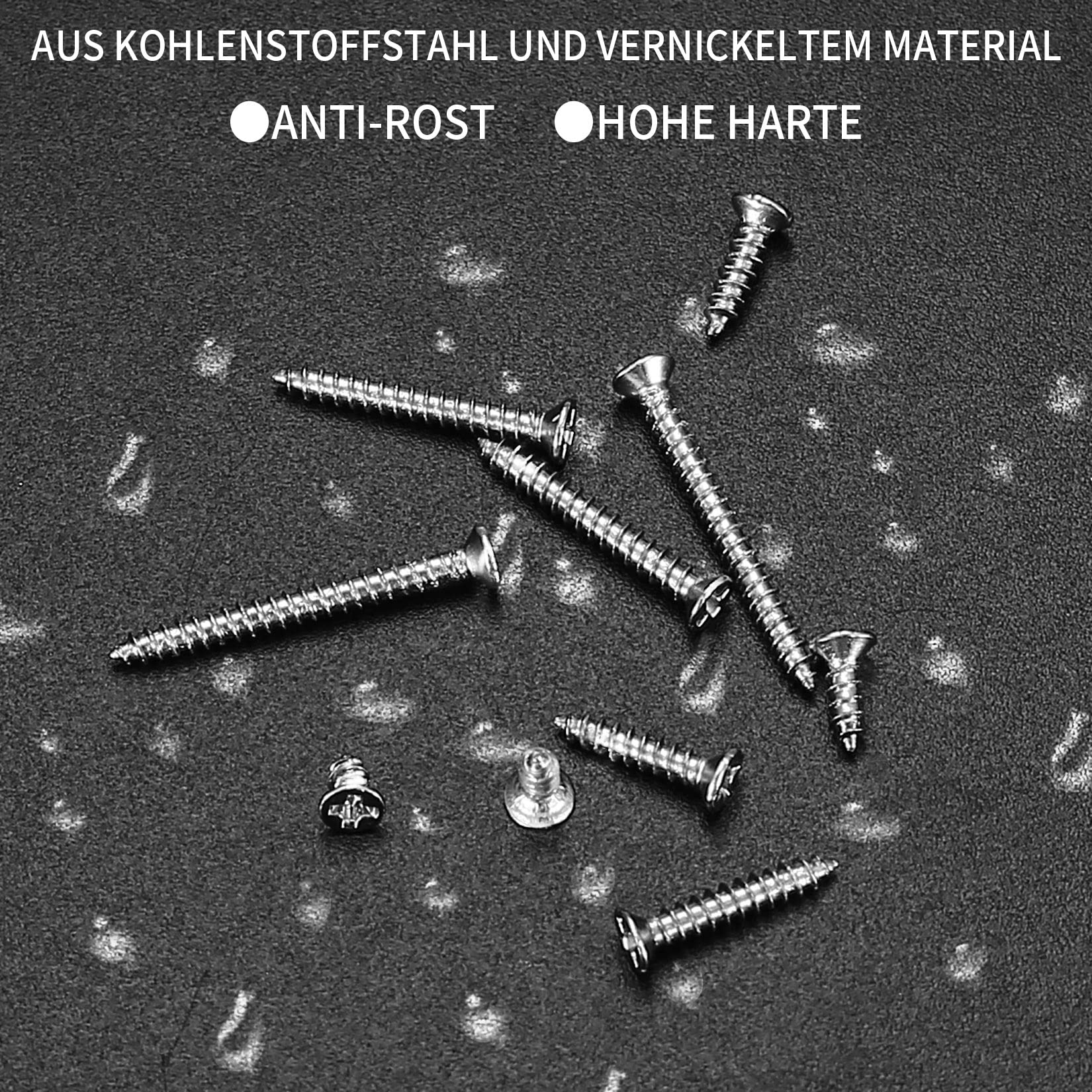 1020 wkrętów do drewna M2, wkręty samogwintujące, wkręty krzyżowe, śruby z łbem stożkowym, 4 mm/5 mm/6 mm/8 mm/12 mm/16 mm/20 mm