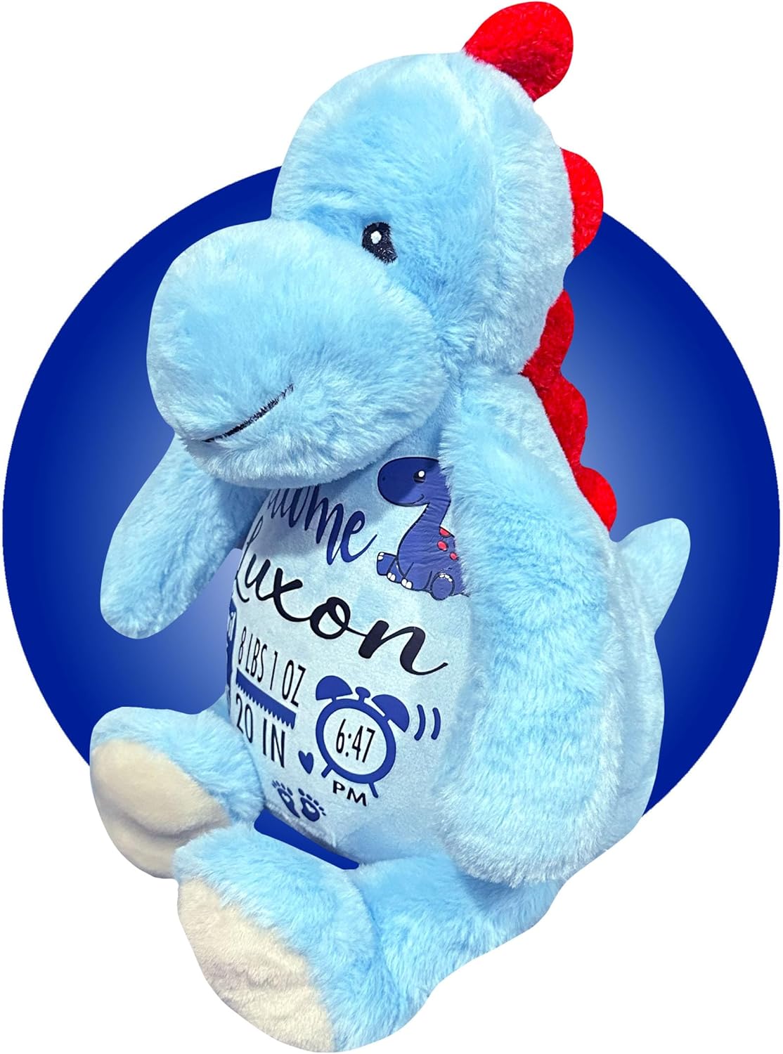 Birth Stat Stuffed Animal - Birth Announcement Stuffed Animals - Personalized Baby Boy Gifts Birth Information Plush Wrapping - Removable Cover