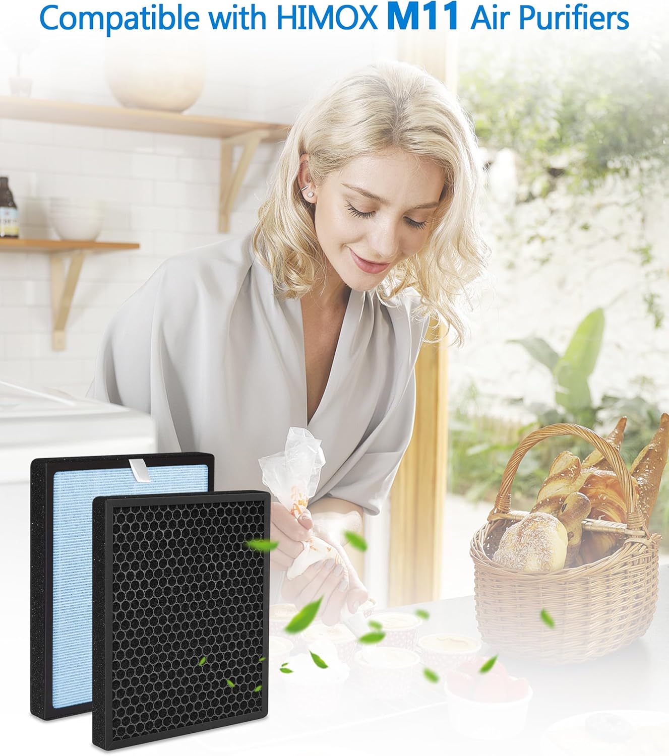 M11 Replacement Filter Compatible with HIMOX M11 Air Purifier, 2-in-1 H13 True HEPA 3-Stage Filtration Activated Carbon, 2 Pack - Image 2