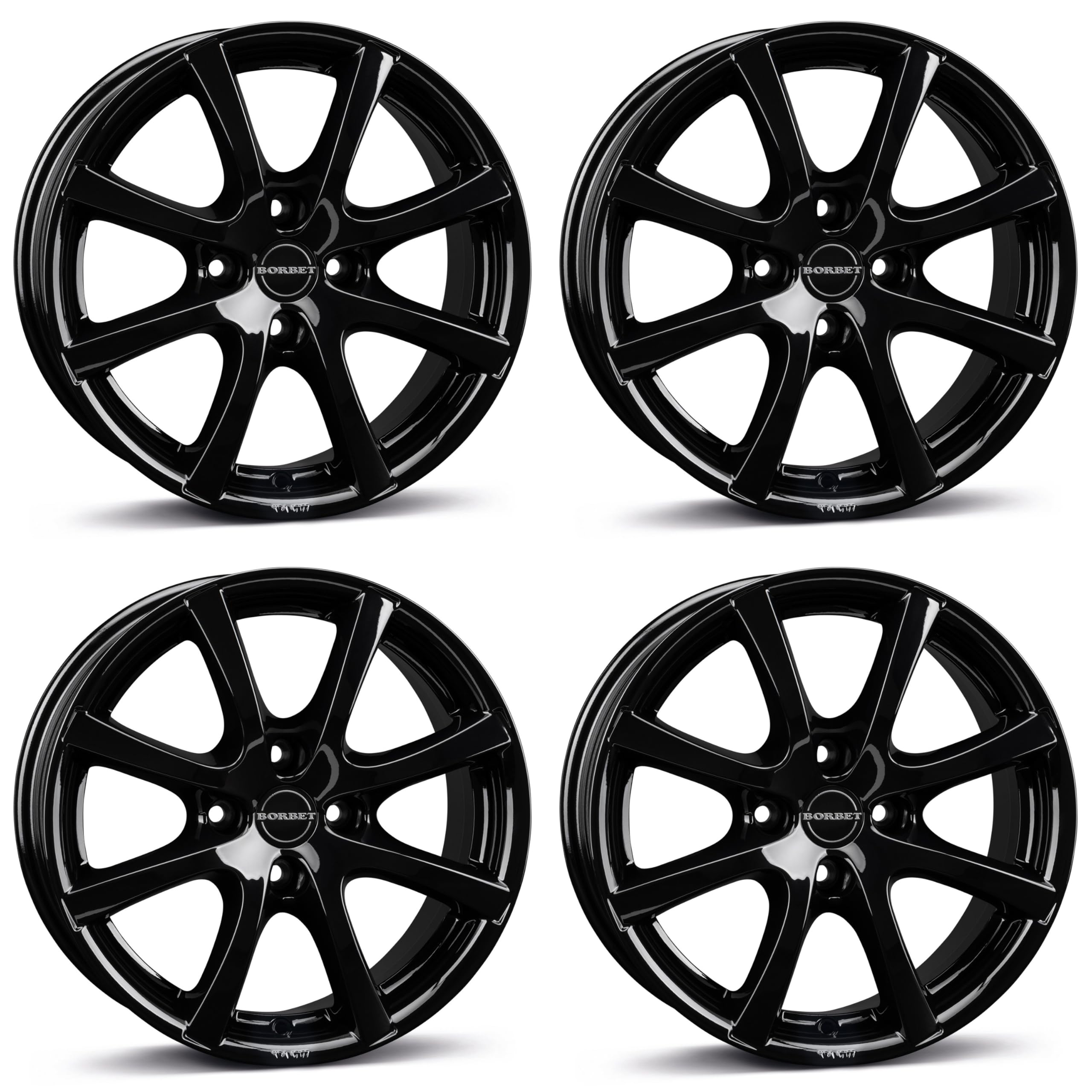 4x Borbet rims alloy rims LV4 6.5x15 ET40 4x100 black glossy compatible with Mini Cabrio Clubman Cooper Coupe One Roadster