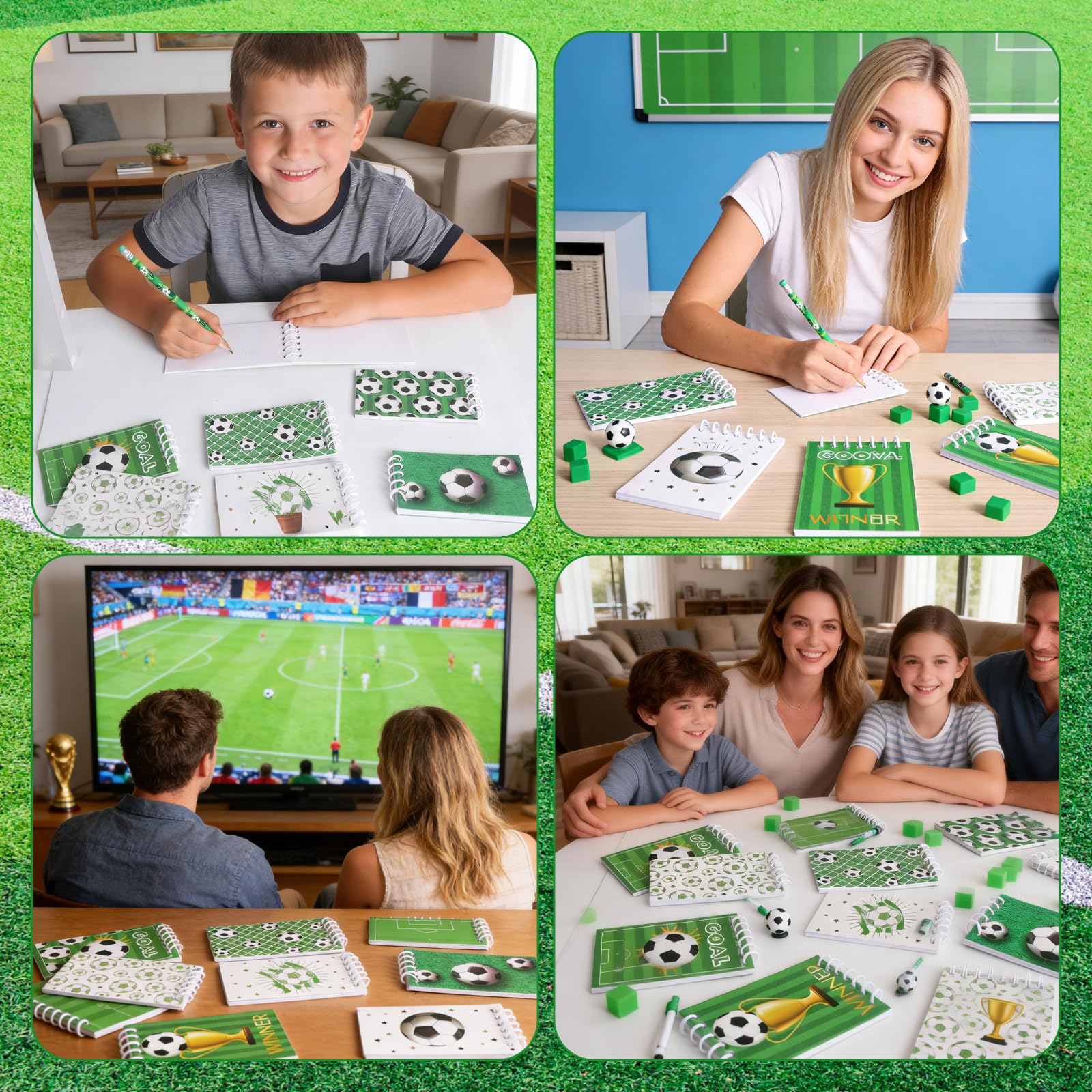 Carnet de notes football 20 pièces 24 crayons pour anniversaire fête classe fournitures bureau