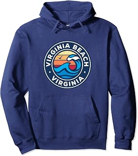 Virginia Beach Virginia VA Vintage Nautical Waves Design Pullover Hoodie