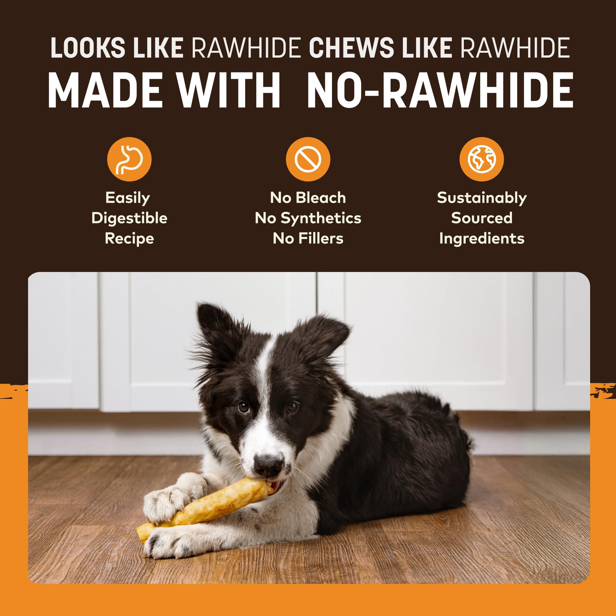 EARTH ANIMAL No Hide Chews - Medium - Jouets à mâcher pour Chien sans Cuir Brut Naturel aromatisé au Poulet - 2 pièces (Paquet de 1)