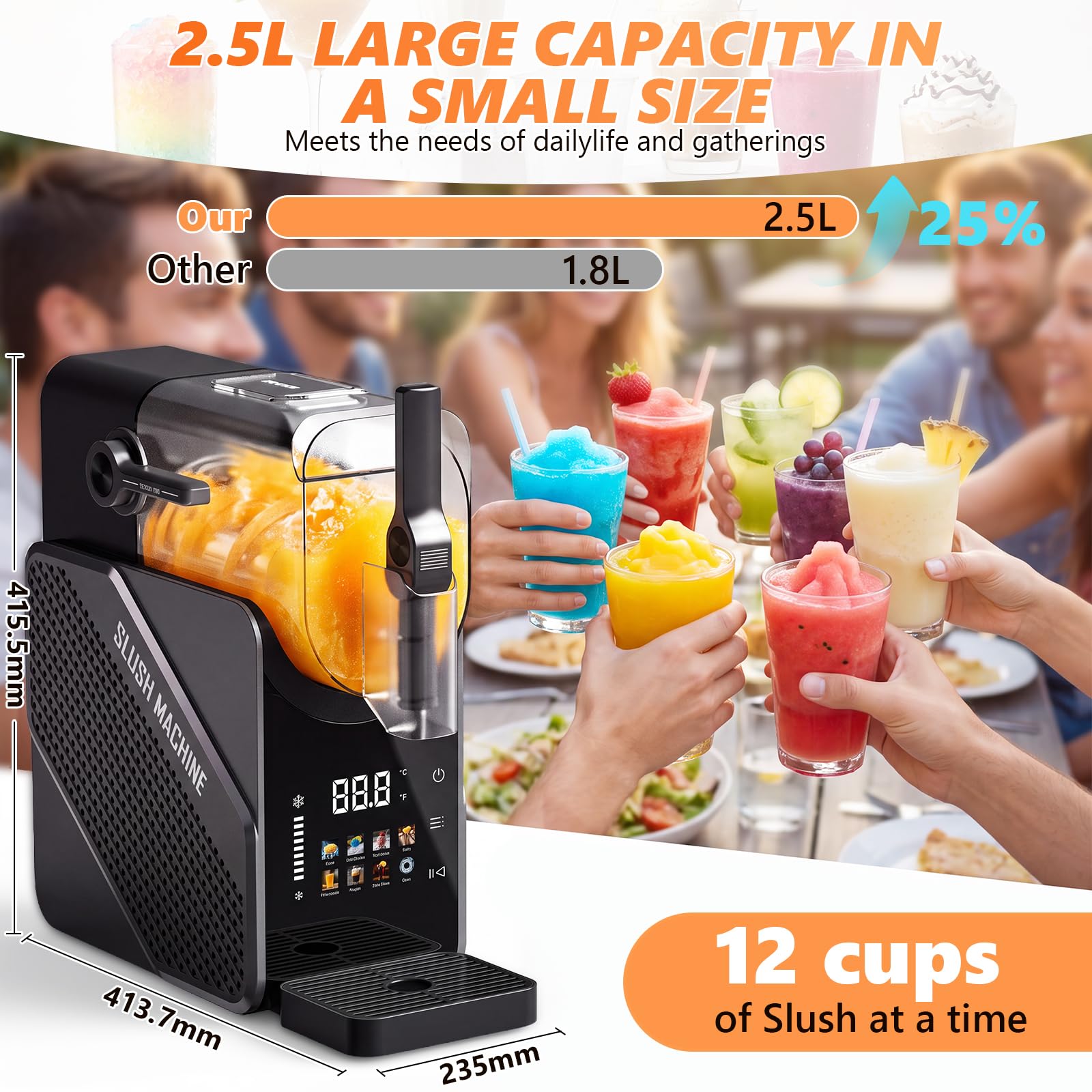 Máquina de granizado Granizadora Heladera capacidad de 2.5L Slushie Maker