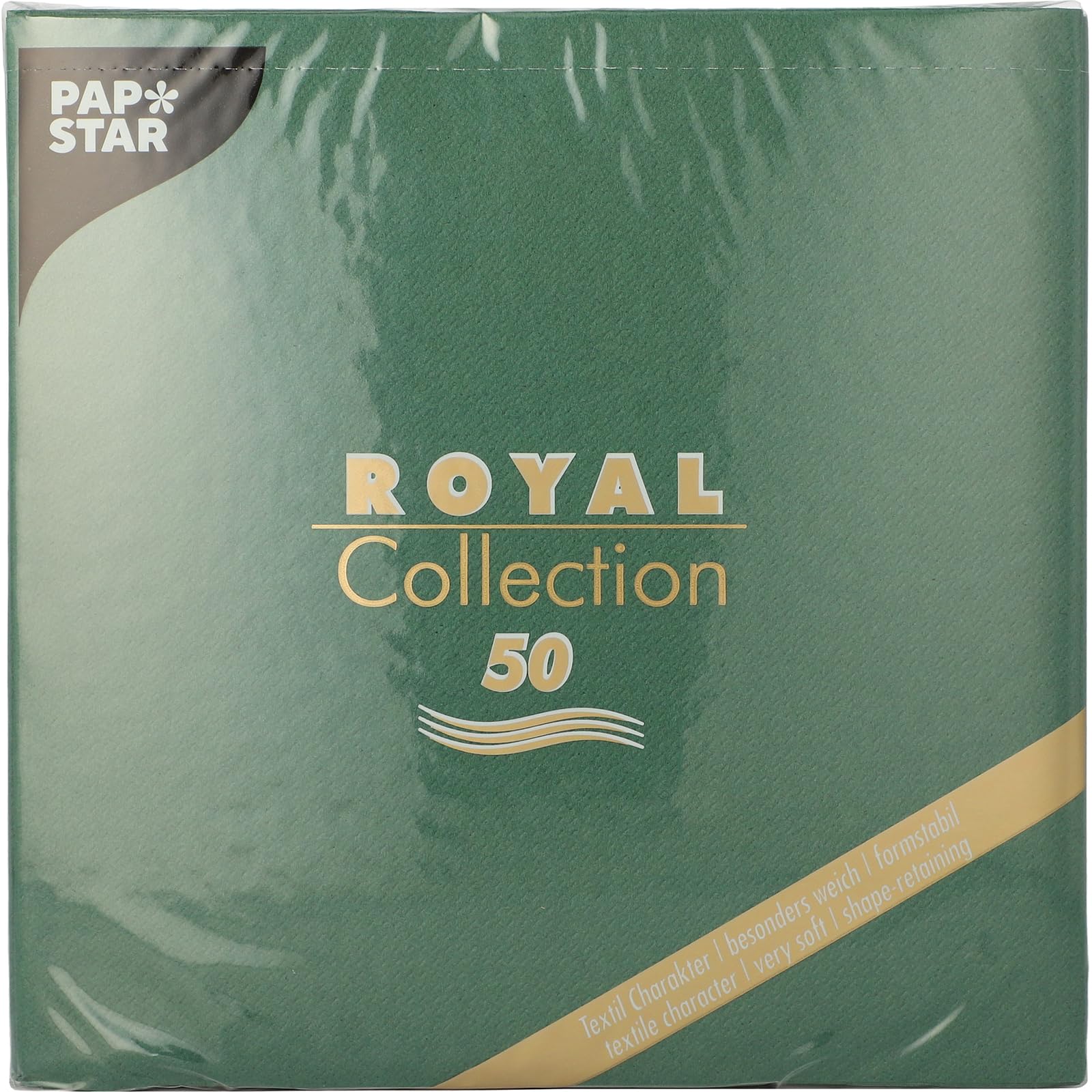 PAPSTAR 1 Karton = 5x50 Servietten ROYAL Collection 1/4-Falz 40 cm x 40 cm dunkelgrün 11606