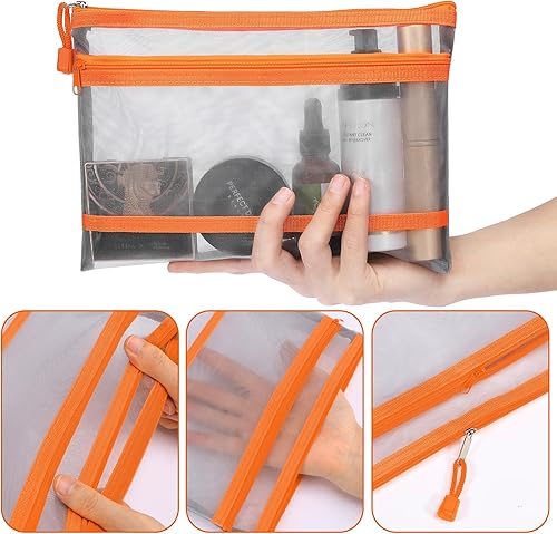 Miniatura 3 de 12 bolsas de malla de nailon con cremallera, bolsas de malla para cosméticos, bolsas de maquillaje, estuche de lápices, bolsas de viaje multiusos