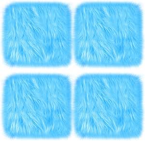 Amazon.com: Gosodeny 4 PcsBlue Locker Rugs Square Light Pink Furry and ...