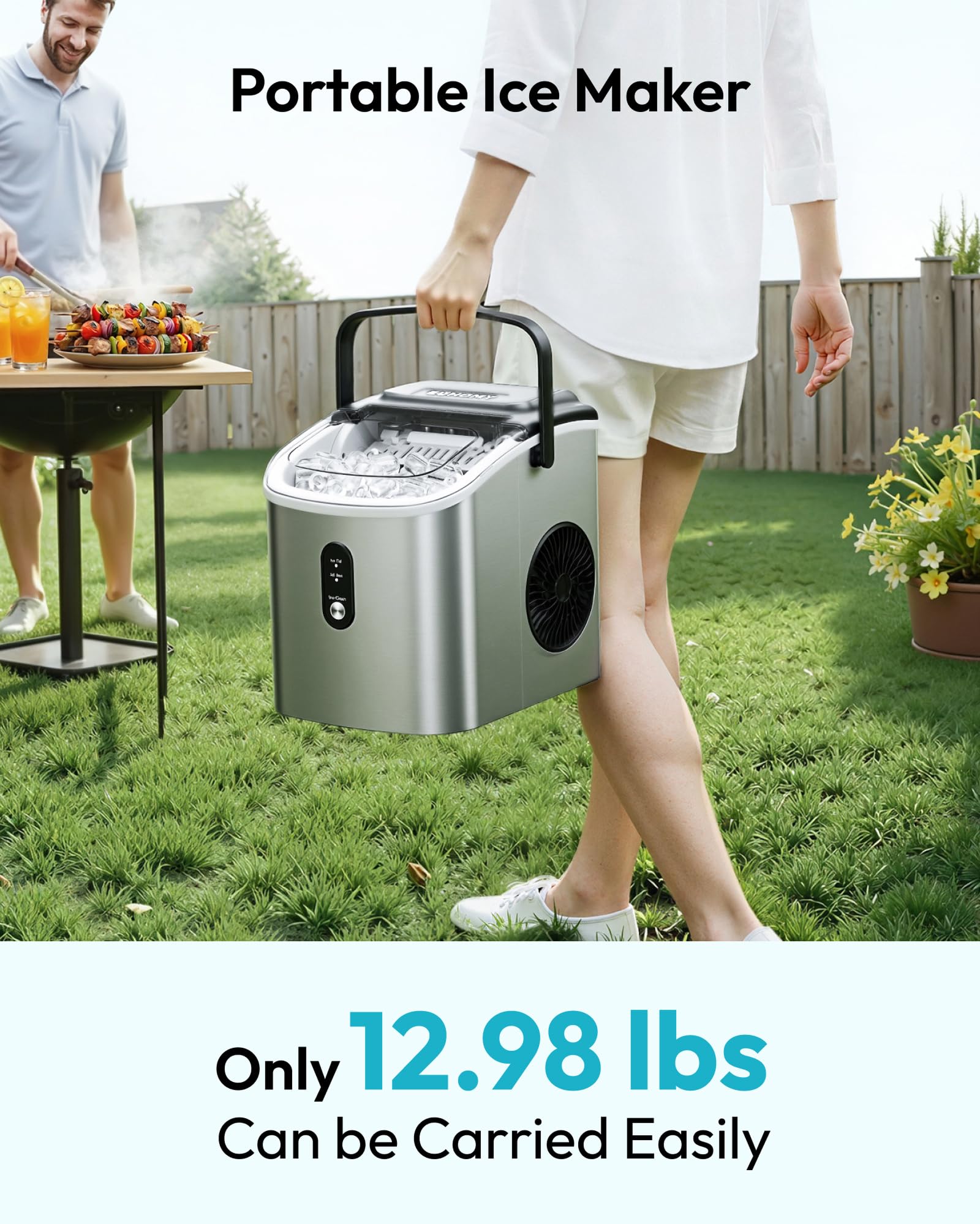 EUHOMY Countertop Ice Maker Machine with Handle, 26.3lbs Daily view 4