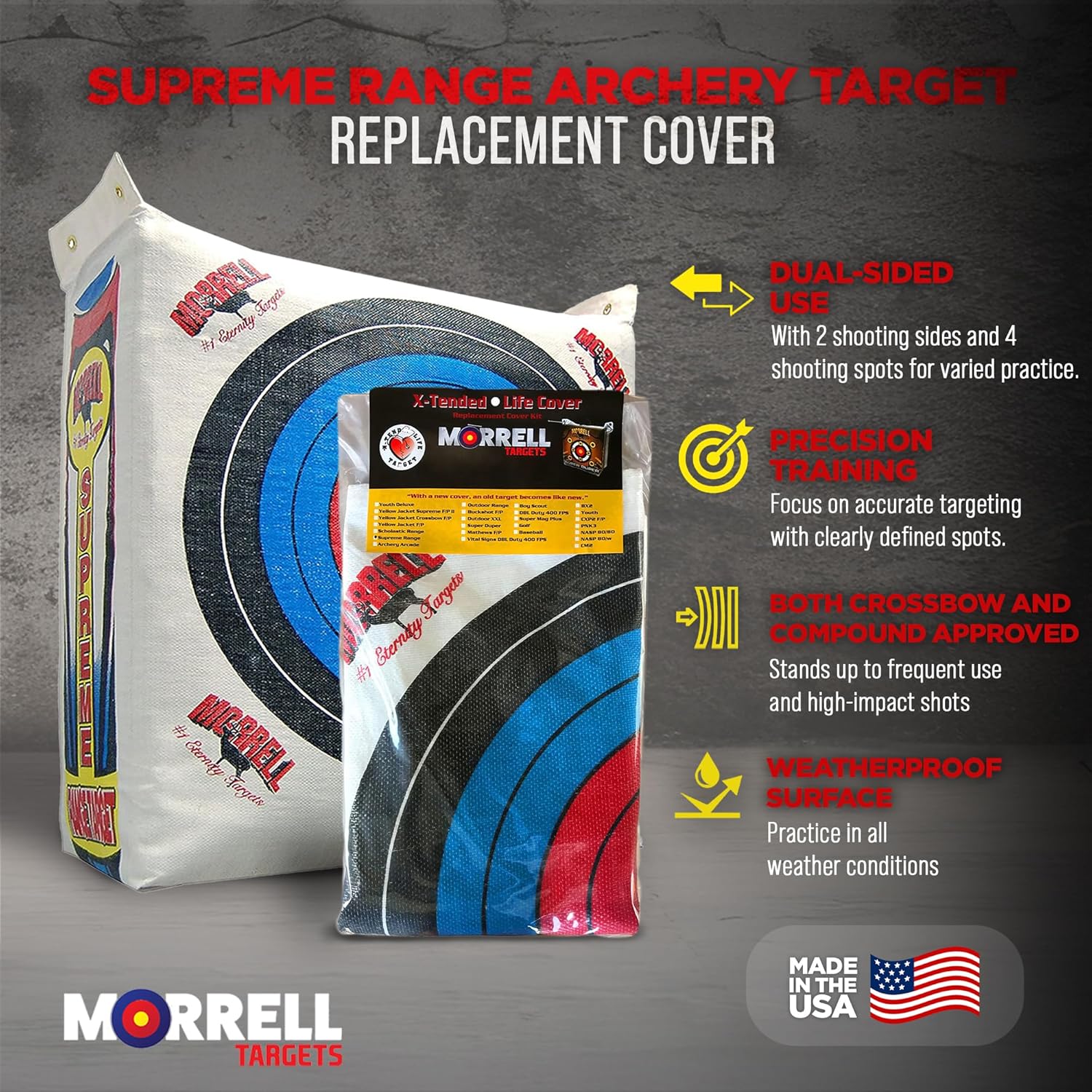 Morrell 3 Pack Weatherproof Supreme Range Archery Bag Target Replacement NASP Field Point Cover with 2 Shooting Sides and 4 Shooting Spots, White, Cover Only