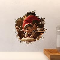 Vista 4 de Baker Baker, pan, gnomo, cocina, agujero de pared, adhesivo de pared 3D