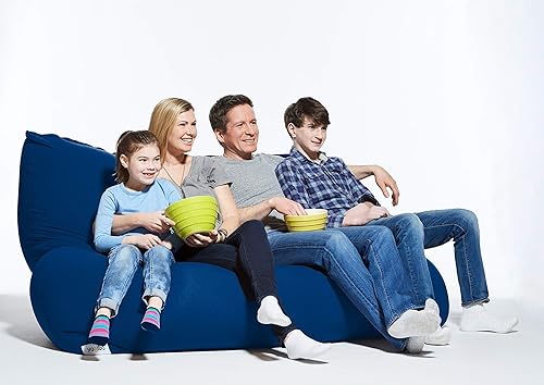 Yogibo Puf doble de gran tamaño con una funda exterior lavable, sofá acogedor para jugar, leer y relajarse, relleno de mini cuentas suaves, azul