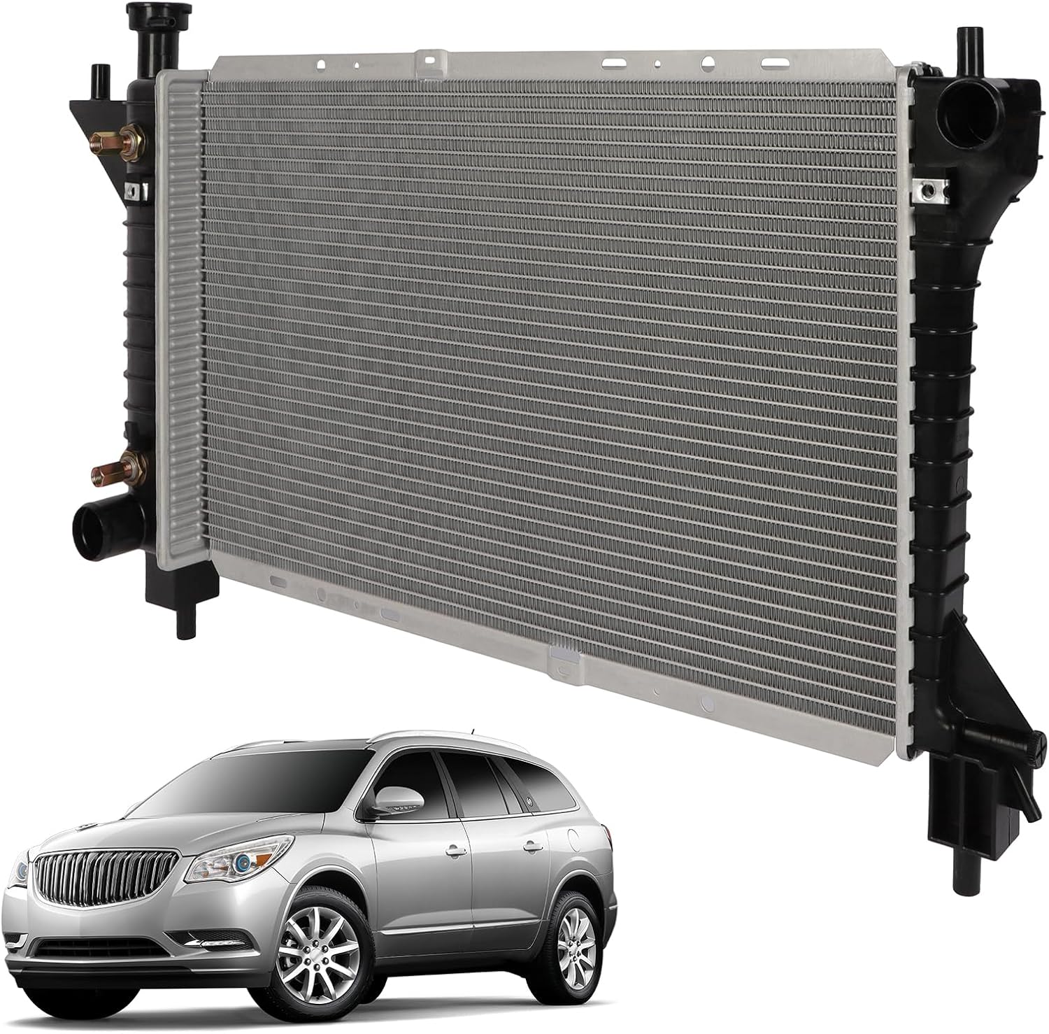 OCPTY For Ford Mustang CU1488 Radiator Replacement Compatible with 1994-1996 Ford Mustang 3.8L/1994-1995 Ford Mustang 5.0L,24" W X 14-7/8" H x 1" D, 1-1/2" Inlet, 1-3/4" Outlet Engine Coolant Radiator