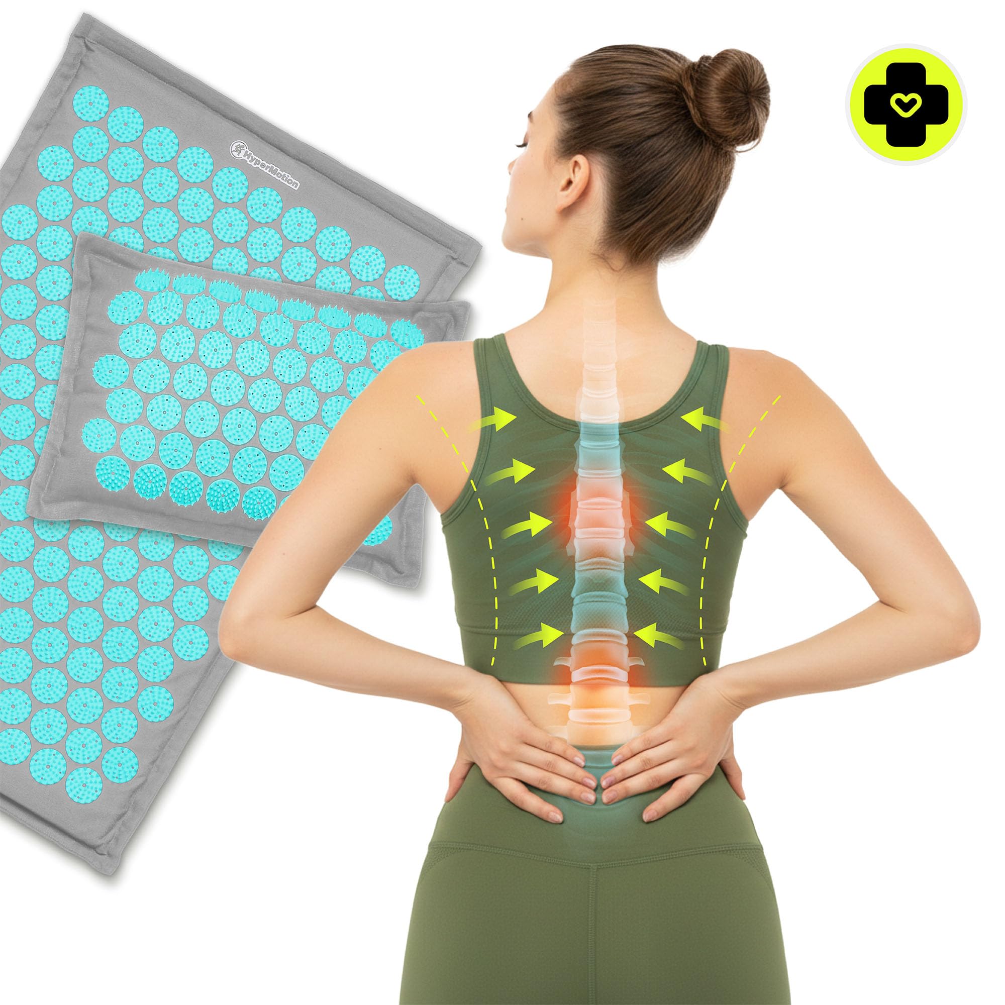 Hypermotion Tapis Agopressione ECO, Tappetino Champ de Fleurs 3-in-1 in Lino, Fibra di Cocco e Grano Saraceno - Allevia Mal di Schiena, Collo e Tensioni Muscolari - 7 182 Punti di Pressione