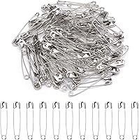 Vista 15 de XKDOUS Alfileres de seguridad – 150 unidades de varios tamaños de plata a granel – pequeños y grandes resistentes para ropa, costura, manualidades