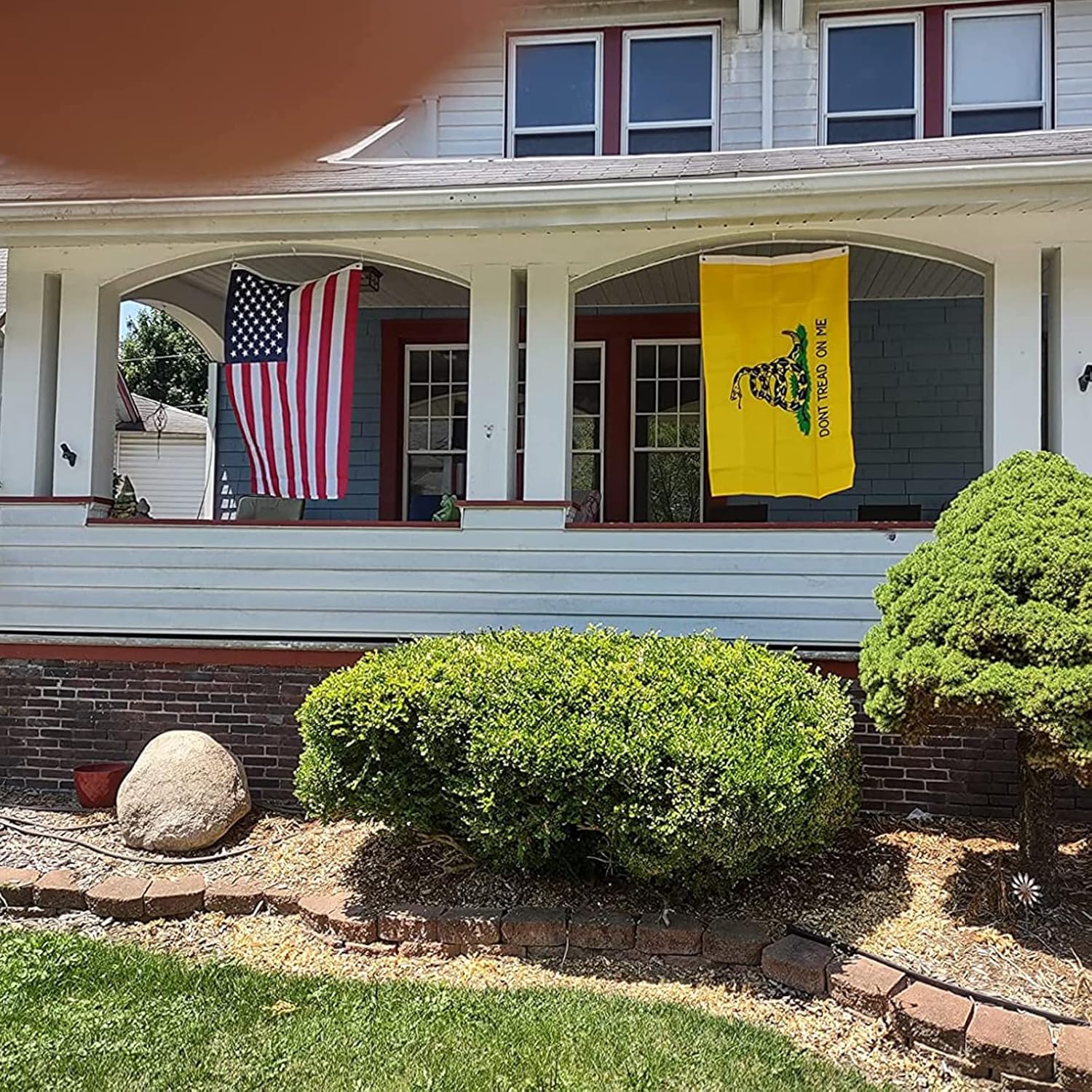 SYII Dont Tread On Me Gadsden Flag 4x6 Ft, Embroidery Yellow Coiled Rattle Snake Flags with 2 Brass Grommet, Heavy Duty Polyester Outdoor Banner