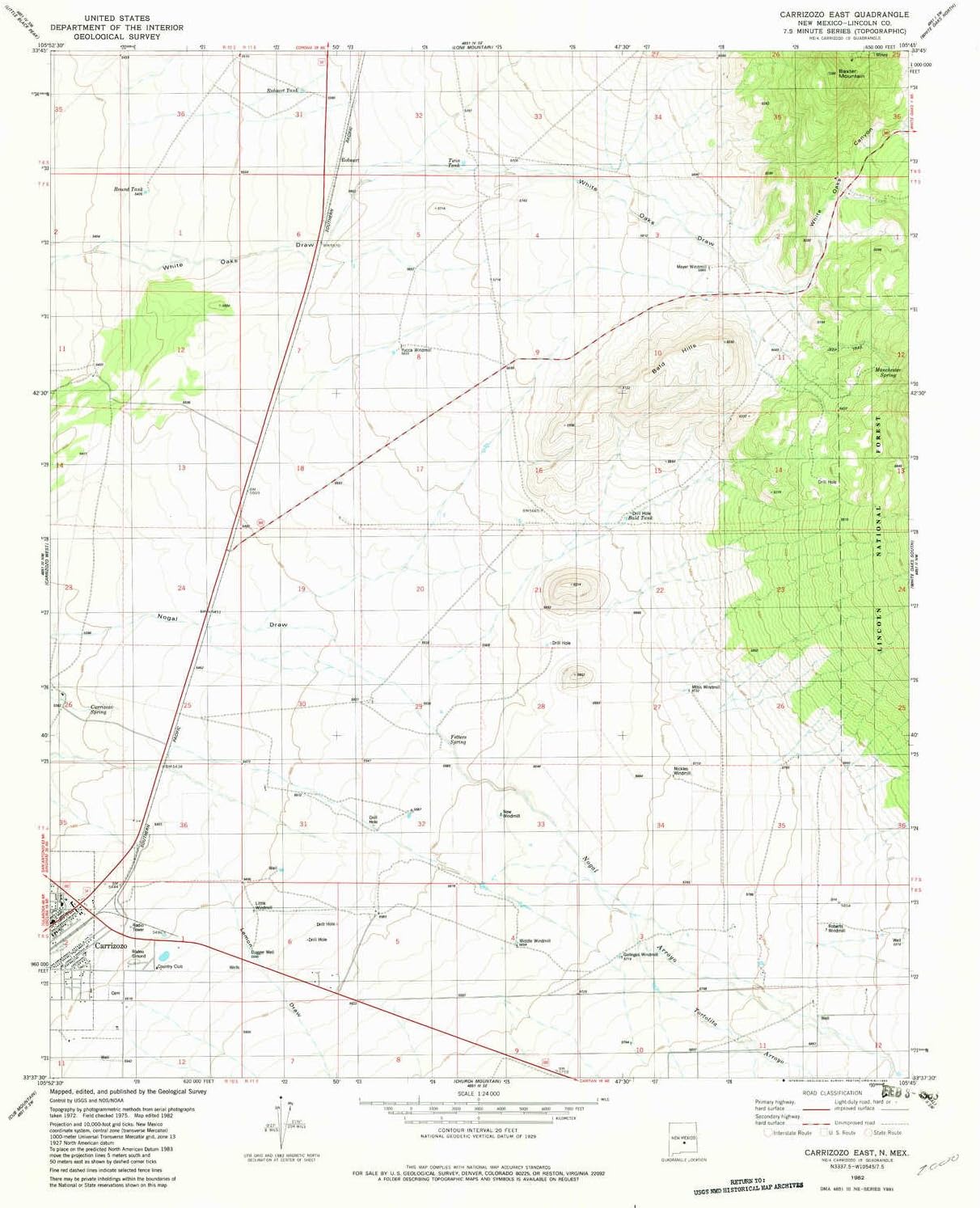 YellowMaps Carrizozo East NM topo map, 124000 Scale, 7.5