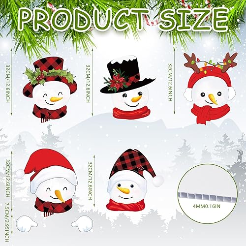 Vista 23 de Barydat 5 piezas de decoración de valla de Navidad Peeker para decoración de jardín y patio, decoración al aire libre de Navidad, bonito letrero