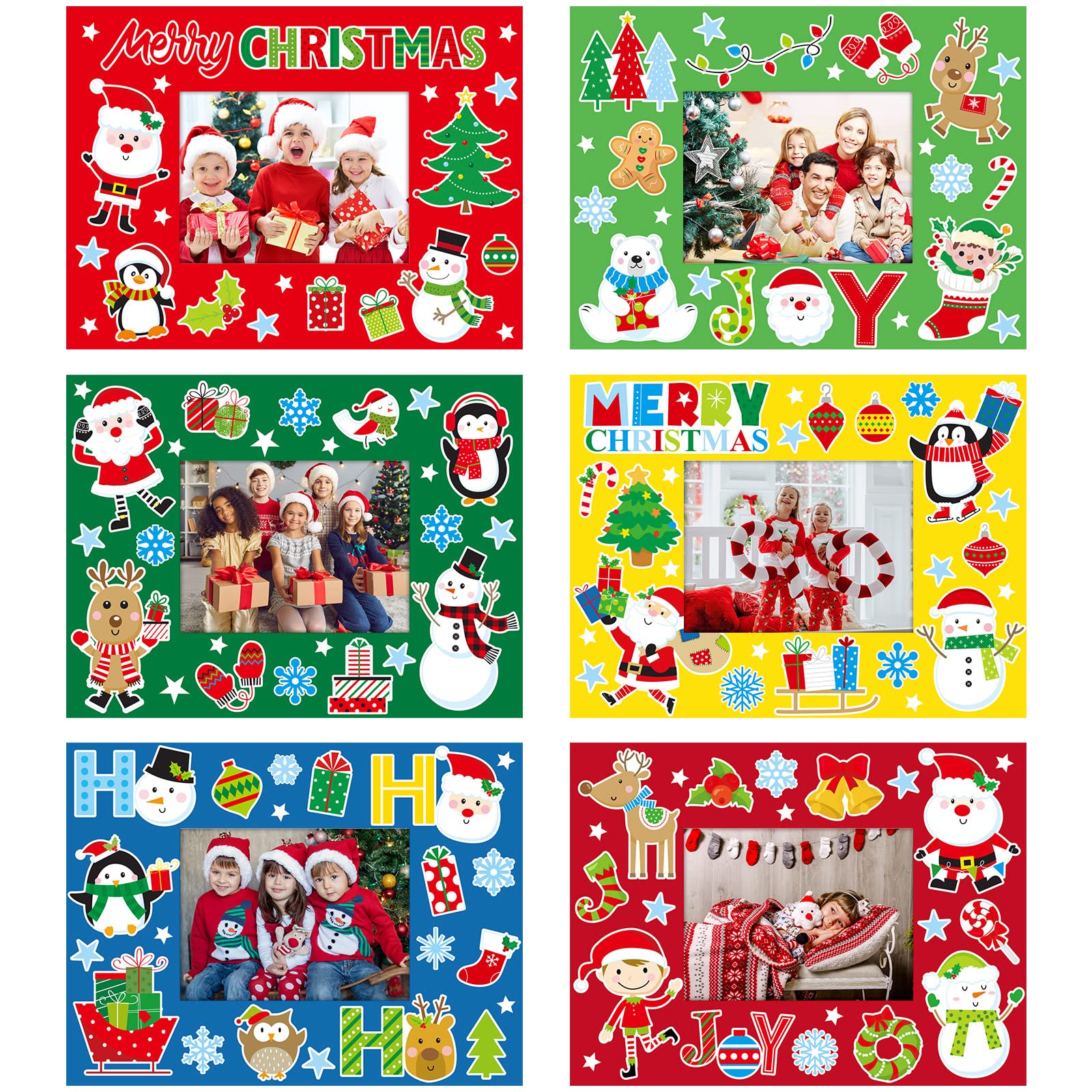 Capoda 24 Pack Christmas Photo Frame with Stickers DIY Picture Frame Ornaments for Xmas Party & Winter Decor